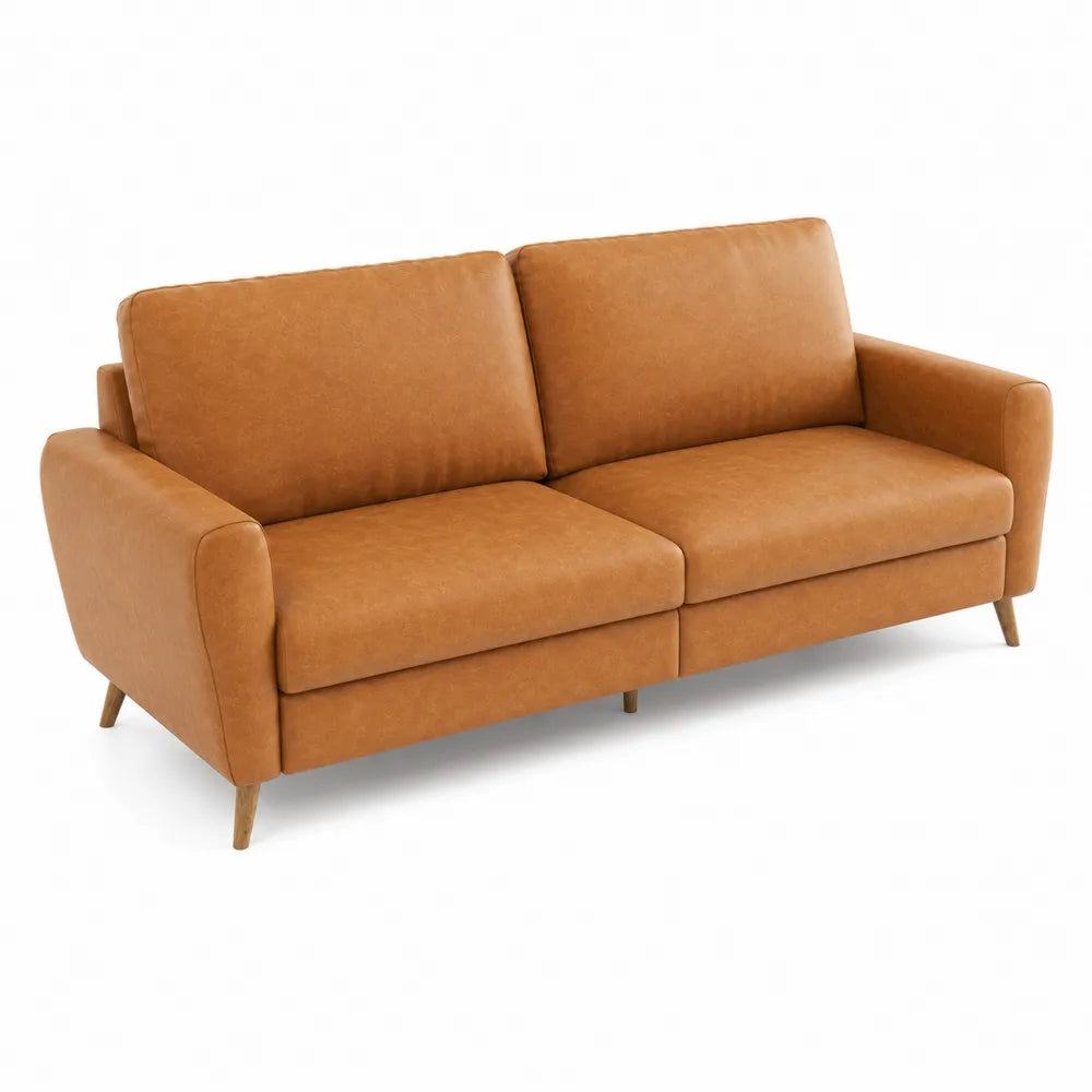 Canapé 3 places en similicuir Marron Clair 210 cm