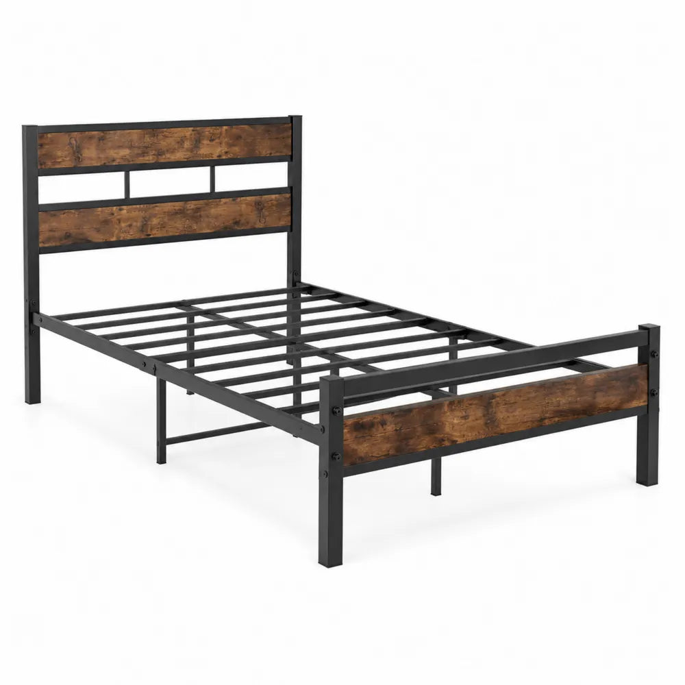Lit simple en métal et bois 200x100 cm