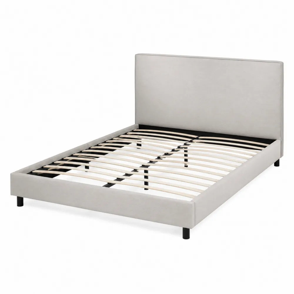 Lit en Tissu Polyester Gris Clair avec Cadre Métal 160x200 cm