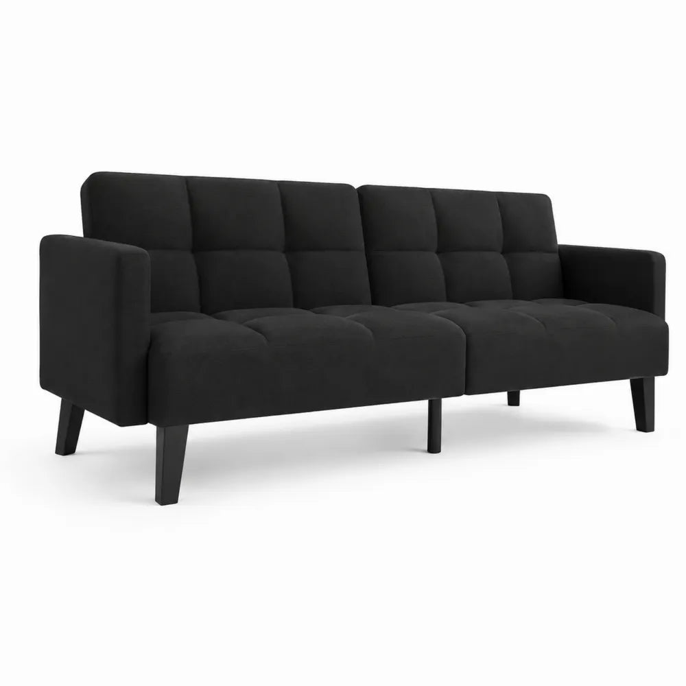 Canapé convertible en tissu noir