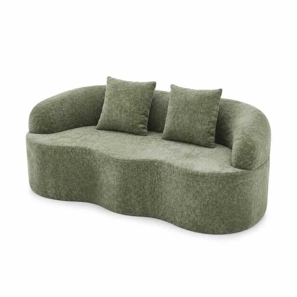 Canapé en Tissu Vert Olive avec Coussins Inclus
