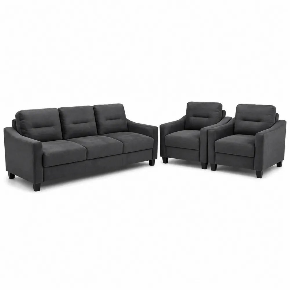 Ensemble de canapé en tissu avec fauteuils Gris