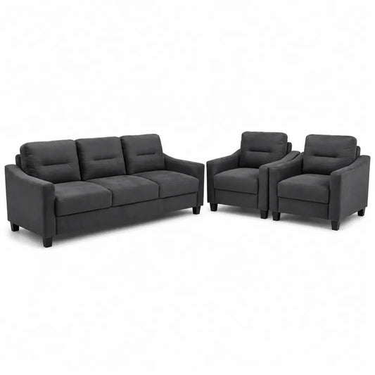 Ensemble de canapé en tissu avec fauteuils Gris