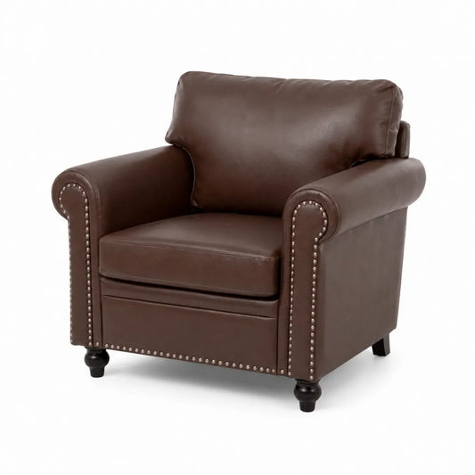 Fauteuil en cuir synthétique avec clous décoratifs